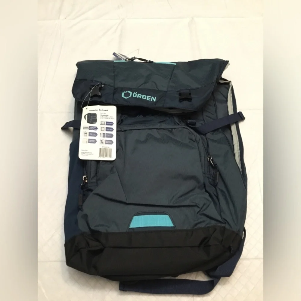 ORBEN Navy Travel Backpack with Teal Accent